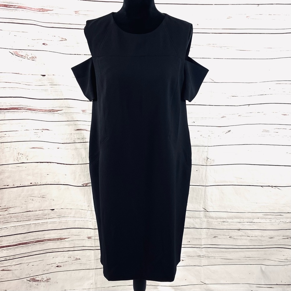 Chico's Dress Women’s 2.5 US L/14 Black Cold Shoulder‎ Sheath